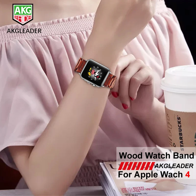 Ремешок для часов из натурального дерева Apple Watch Series 4 40 мм 44 iWatch 1 2 3 38 42 ремешки