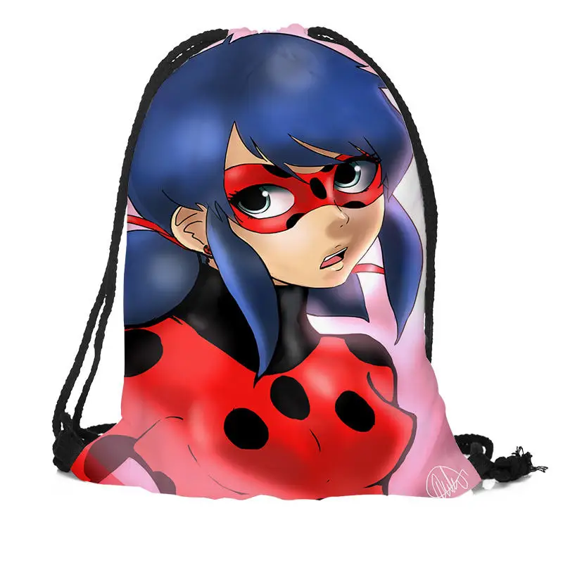 

Custom Miraculous Ladybug Drawstring Bag Silk Soft Bag Large Sapacity Custom Logo Printing Backpack More Size