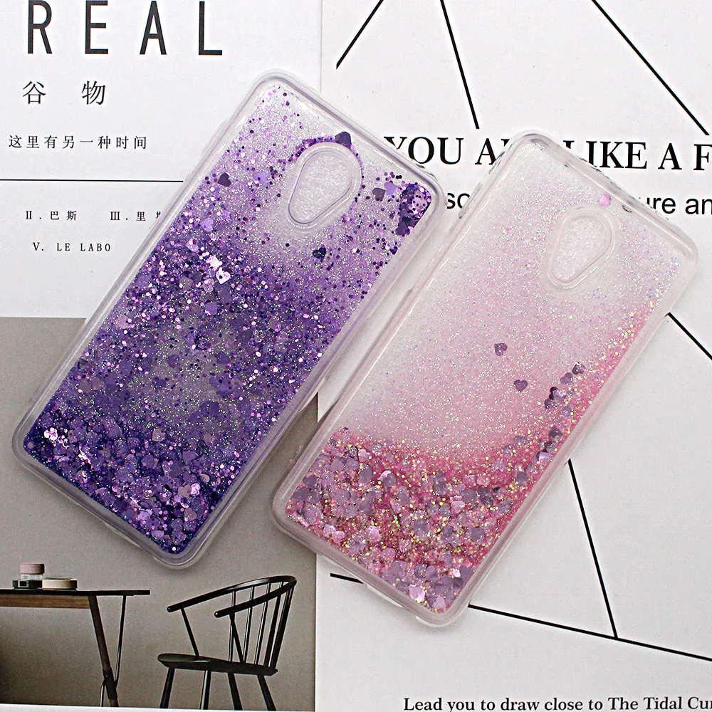 Para Meilan M6S caso Bling del casos de la cubierta del teléfono para el Meizu M5 nota MX6 dinámica líquido arenas movedizas en M5s Coqeu Fundas