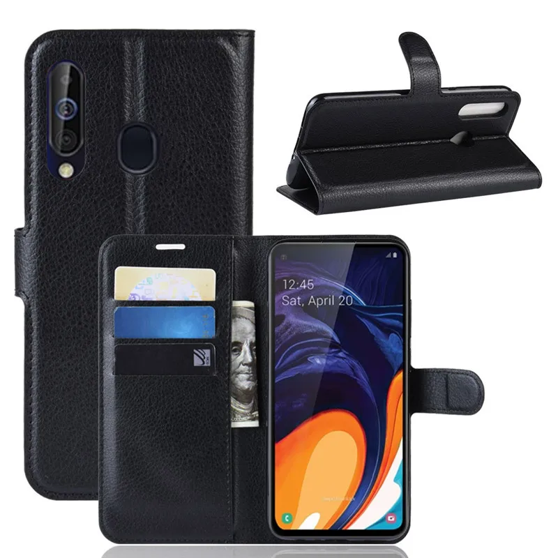 Micgita For Samsung A60 Case Flip Phone Cover Leather Cases For Samsung Galaxy A60 2019 Lichee Pattern Wallet Case SM-A606F/DS