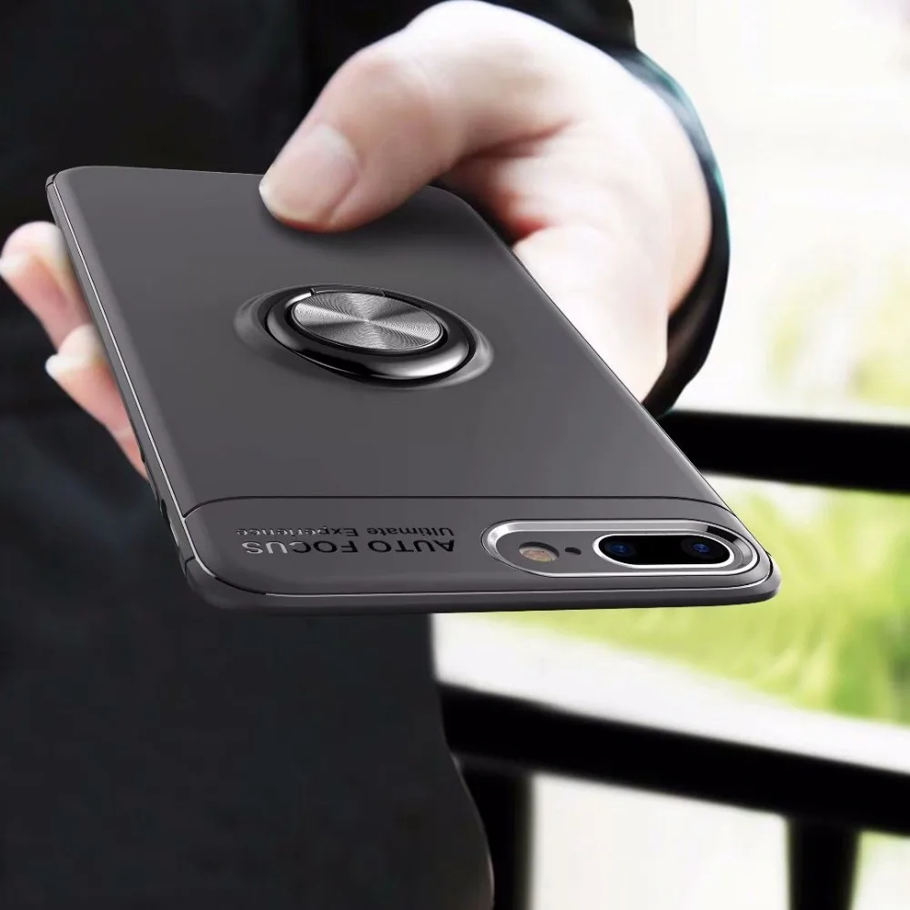 

Car Phone Holder For iPhones 8 7 Plus 6 6s 5 SE 5S Case Soft Silicone Fundas Magnetic Ring Stents For Coque iPhone XS Max XS X