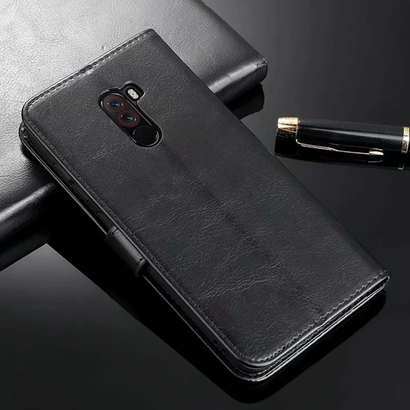 

Kickstand Leather Card Holder Wallet Soft Back Cover Case for Xiaomi Pocophone F1 Case Ultra Slim Capa Shockproof Fundas 041101