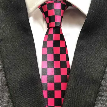 

High Fashion Ties Designers Necktie Red with Black Checkers Grids Tie Free Shipping
