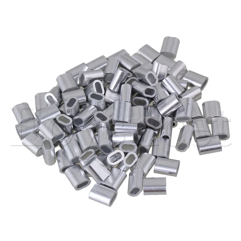

Sliver Color Oval Shape Aluminum Sleeves Wire Rope Swage Clip M2.5 Set of 100
