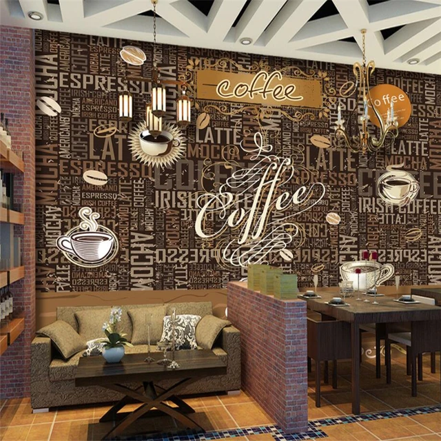 beibehang Custom 3d wallpaper hand painted retro coffee shop ...