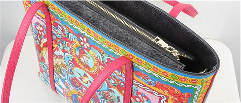 Роскошная Брендовая женская сумка из натуральной кожи с набивным рисунком, женская сумка для покупок, сумка в этническом стиле, женская сумка через плечо, сумка-мессенджер
