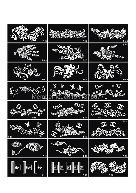 50 шт Большой размер трафарет для временных татуировок 18,5*9,5 см, 15*12 см-для аэрографа/блестящей татуировки/покраски тела
