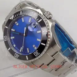Роскошные 43 мм Мужские часы синий циферблат черный керамический ободок сапфировое стекло Miyota 8215 автоматический механизм наручные часы 175
