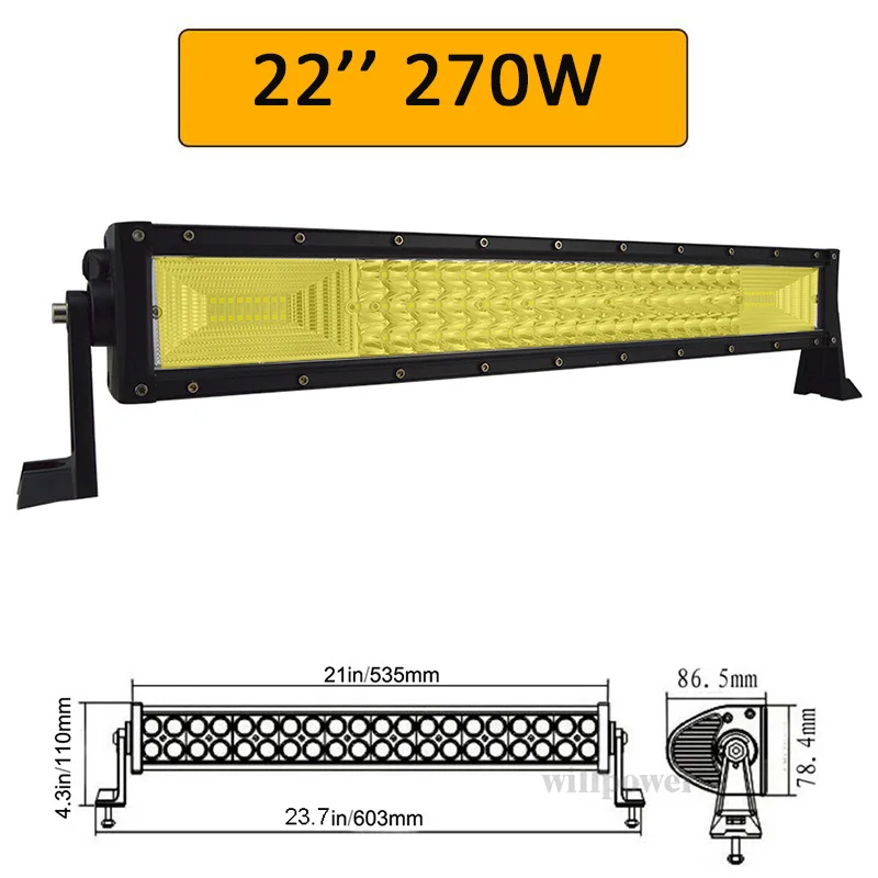 Auxtings 7D Янтарный светодиодный светильник бар 22 &quot32&quot 42 &quot52&quot дюймов 12 В 24 в