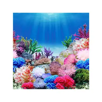 

9099 23.3" x 60" Double Sided Aquarium Decoration Colorful Plant/Green Grass Fish Tank Background Picture Poster Wall Decor