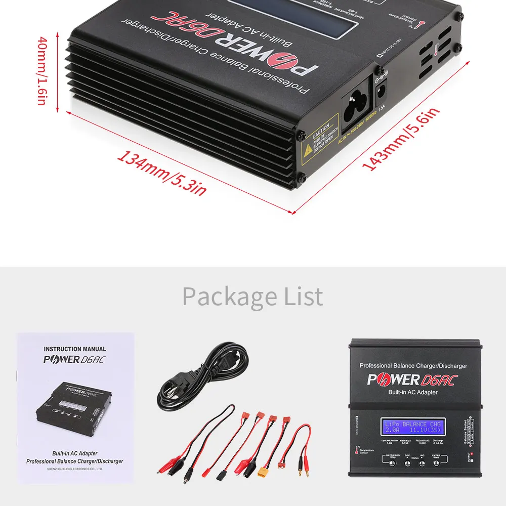 H POWER HP2002 D6AC AC/DC 60 Вт 6A зарядное устройство/разрядник для LiPo LiFe Lilon NiCd NiMh Pb RC
