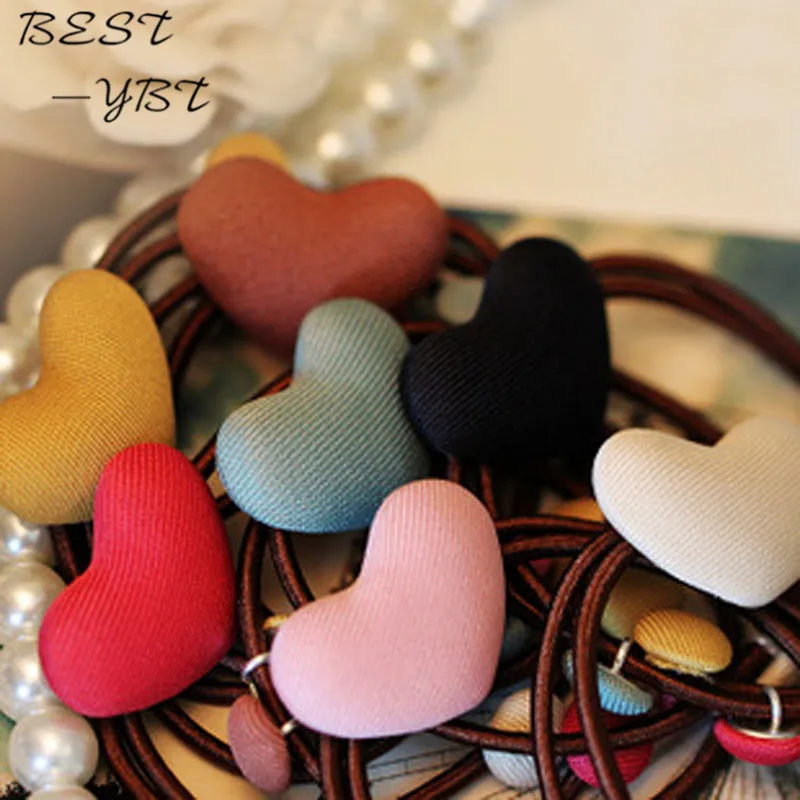 

lovely peach heart Peas double elastic fabric hair rope hair accessories elastic hair band women acessories