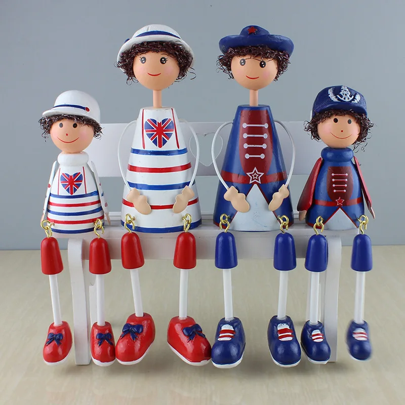 4pcs/set British Style Cute Wooden Hanging Feet Dolls Ornament Hand