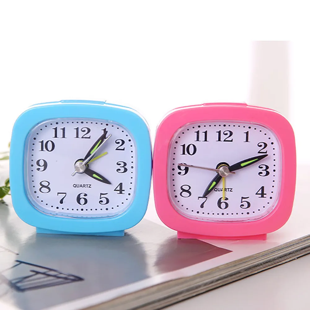 Alarm clock Square Small Bed Compact Travel Quartz Beep Alarm Clock