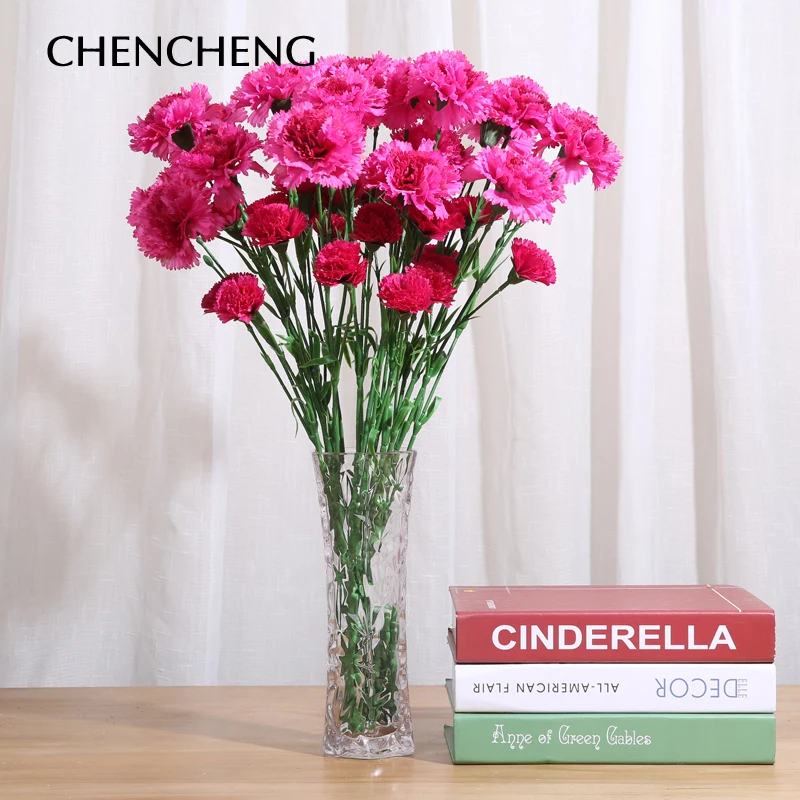 

CHENCHENG 1 Piece 53 CM Artificial Flower Carnation Garland Stamen Silk Flower Mother's Day Gift Fake Flowers for Home Decor