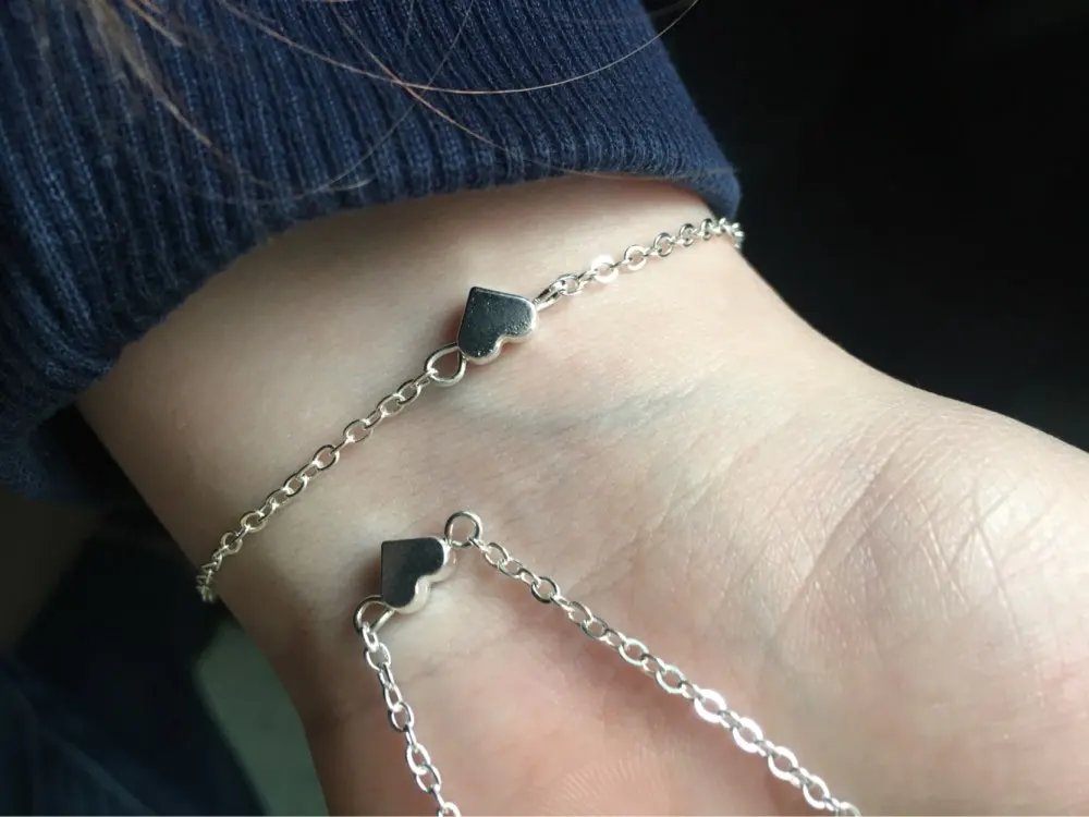 Посеребренный браслет сердце нежный простой серебряный браслет-цепочка, подарок на День святого Валентина для нее SH055