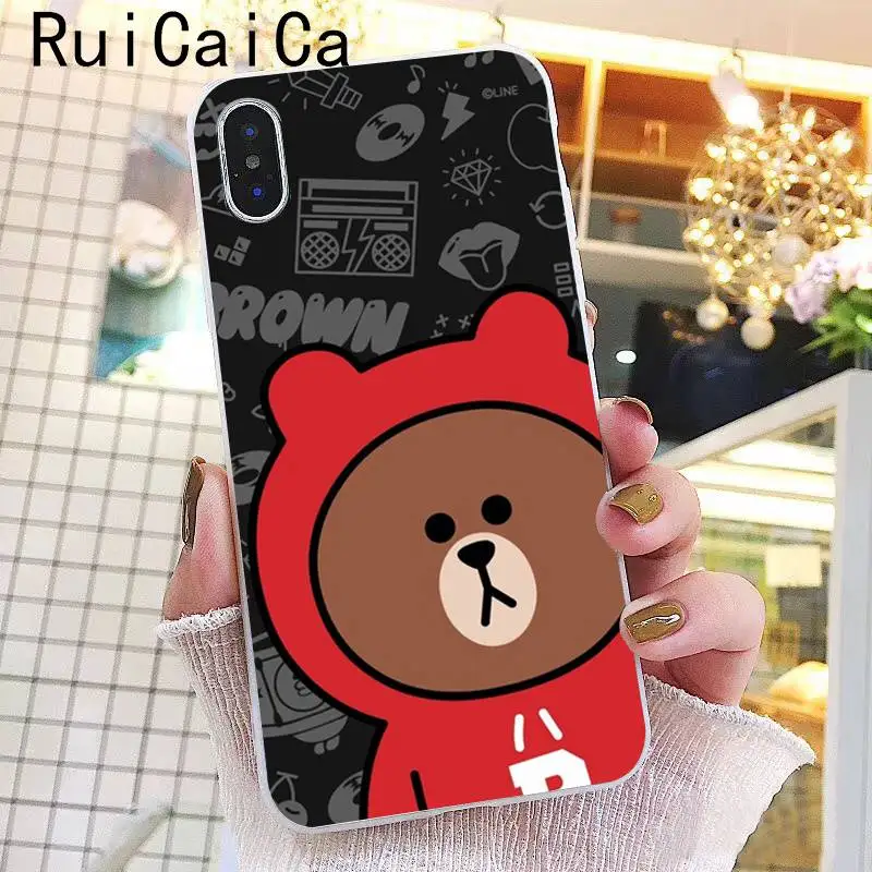 Ruicaica Line Friends коричневый Медведь Мягкий чехол для телефона iPhone 8 7 6 6S Plus X XS MAX 5 5S SE XR 10 Чехол