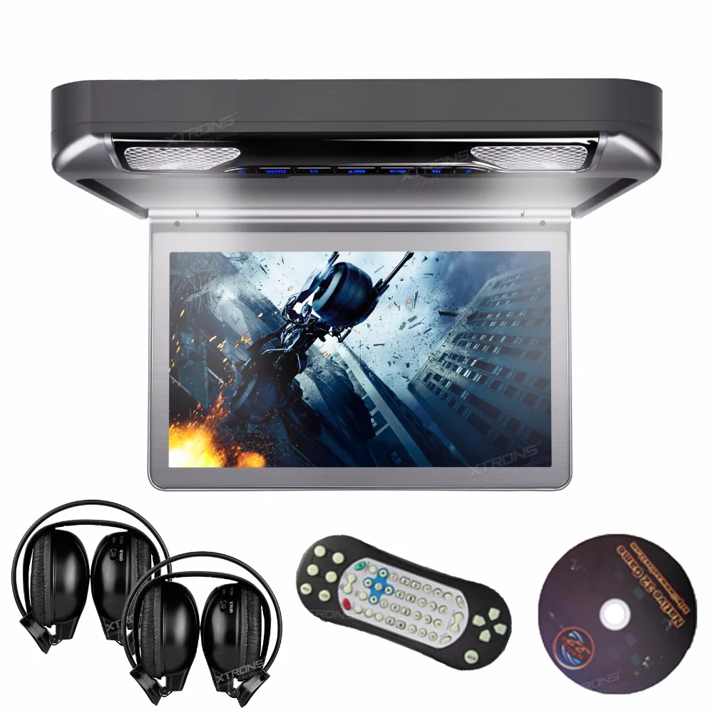Xtrons 13.3" Grey Car Roof Mounted Monitor 1080p Video Hd Digital Wide ...
