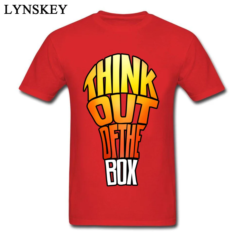 Men T-shirts Summer Custom Short Sleeve Summer/Autumn Tops Tees Rife Round Neck 100% Cotton Sweatshirts Think Out of the Box Think Out of the Box red