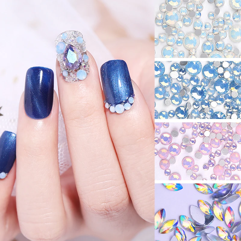 

Opal Jelly Nail Art Rhinestones Shiny Crystal Flat Back Marquise Stones AB Colorful Mixed Size 3D Nail Art Decorations