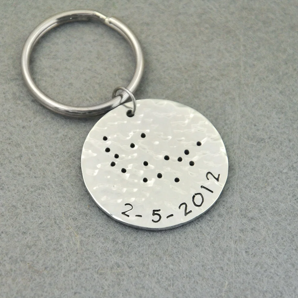 

Aquarius Key Chain, Constellation Key Chain, Zodiac Sign Jewelry, Hammered Constellation Jewelry, Custom Birthday Gift
