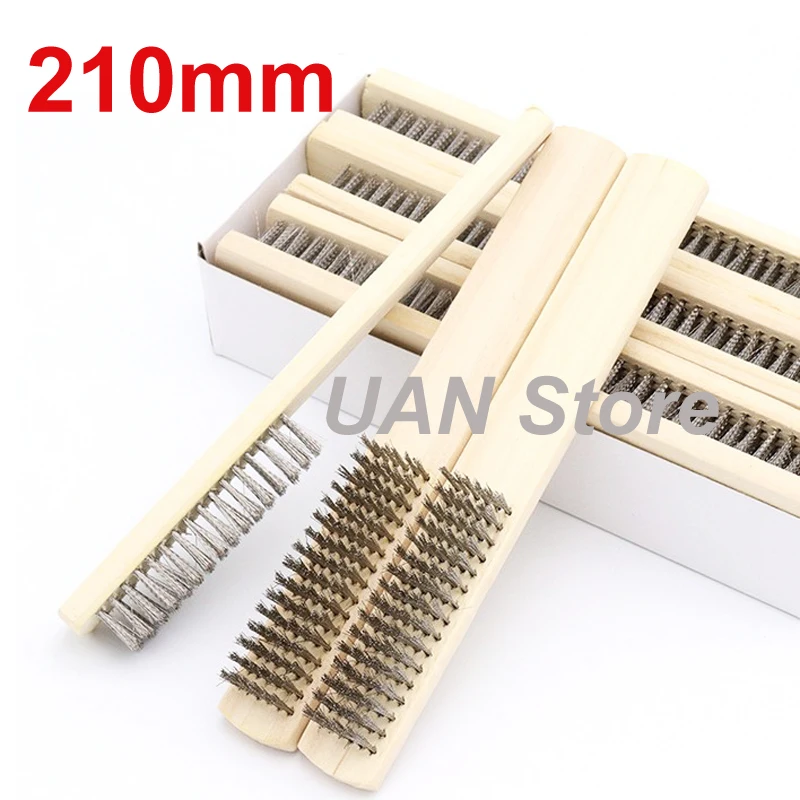 

6x16 Row 210mm Wood Handle Steel Wire Brush for Industrial Devices Surface/Inner Polishing Grinding Cleaning Brush