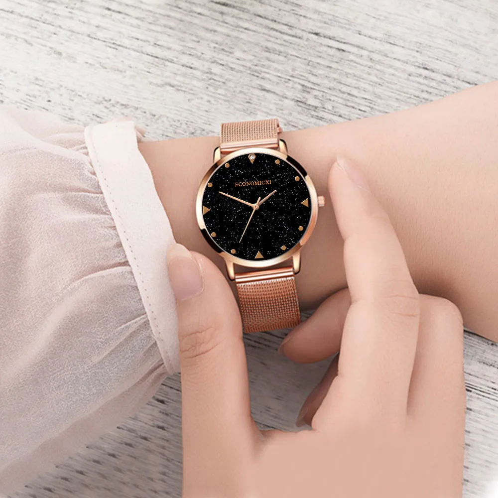 Montre Femme розовое золото звездное небо часы для женщин повседневные кварцевые со