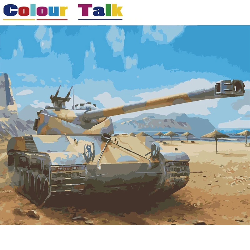 

DIY Painting by Numbers Wall Pictures For Living Room Wall Modern Oil Painting Handpainted Acrylic Canvas Pictures Tank P-5105