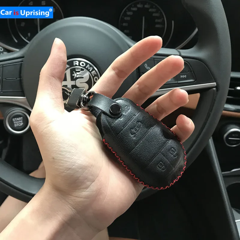 

1pcs NEW Genuine leather holster Remote car key bag Key Case Cover for alfa romeo giulia 2017 alfa romeo stelvio 2017