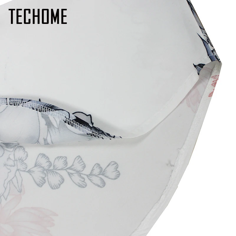 Футболка TECHOME женская с цветочным принтом свободная блузка круглым вырезом и
