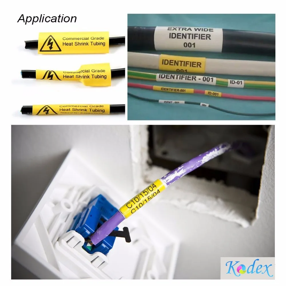 Kodex 2 шт. 11,7 мм HSE 231 ленточный производитель этикеток совместимый для Brother термоусадочная трубка комбинированный набор HSE-231 HSE-631 лента для принтера