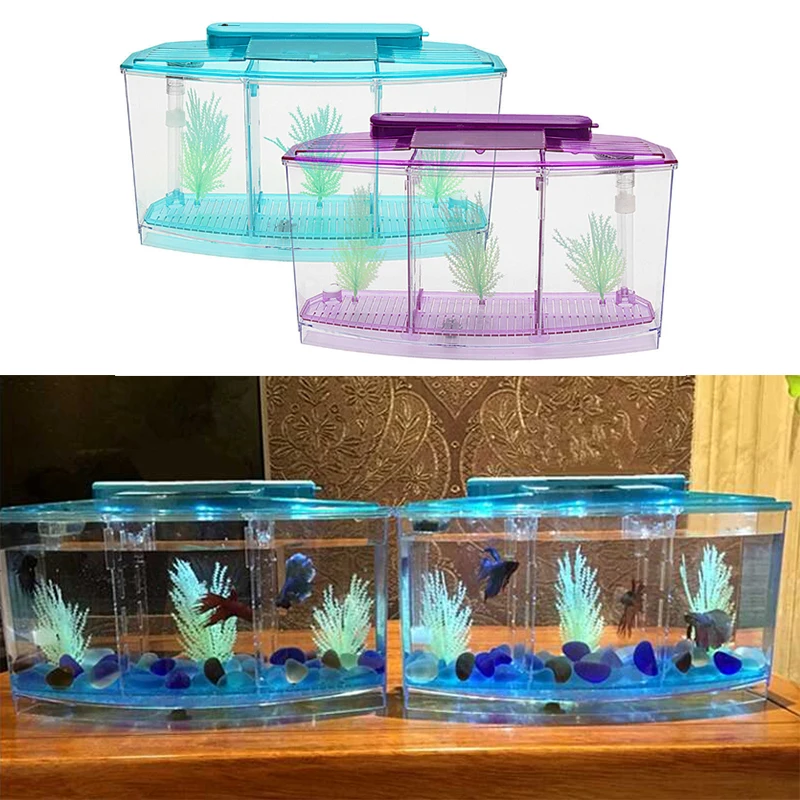 1Set 3L 28*10*15cm Purple/blue Plastic Fish Tank with Accessories Small