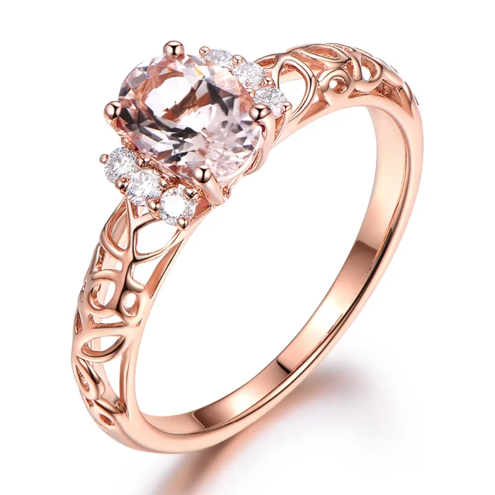 Myray 14 Karat Rosegold Naturliche 5x7mm Oval Rosa Morganite Stein Antike Vintage Engagement Ehering Anniversary Frauen Geschenk Ringe Gold Natural Ring Ringring Wedding Aliexpress