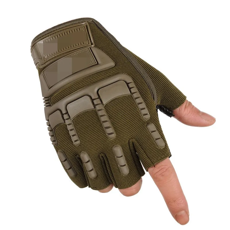 С обрезанными пальцами тактические перчатки для стрельбы в армейском велосипеде мотокросса для езды на велосипеде армейские защитные перчатки противоскользящие рабочие перчатки для мужчин - Цвет: Army Green
