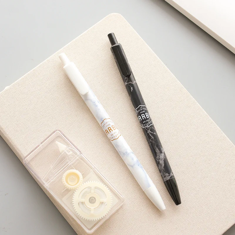 2X простая мраморная гелевая ручка с кнопкой роллербол ручка для школы офиса поставка письма студенческие канцелярские принадлежности черные чернила 0,5 мм