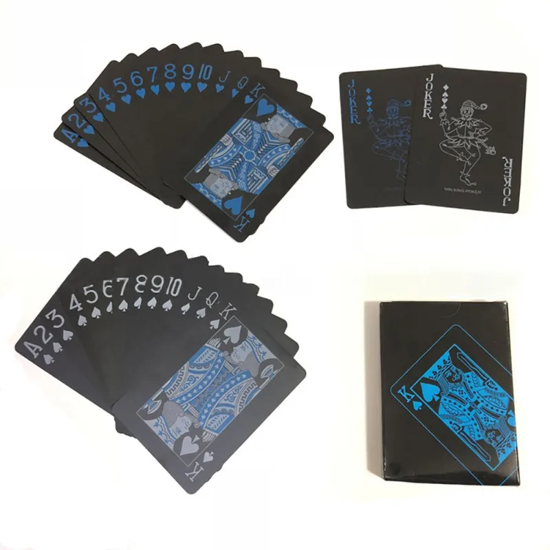 Пластиковые игральные карты набор Водонепроницаемый ПВХ тренд черный игральные карты Открытый развлечения вечерние игрушки чистый черный волшебный дропшиппинг - Цвет: Синий
