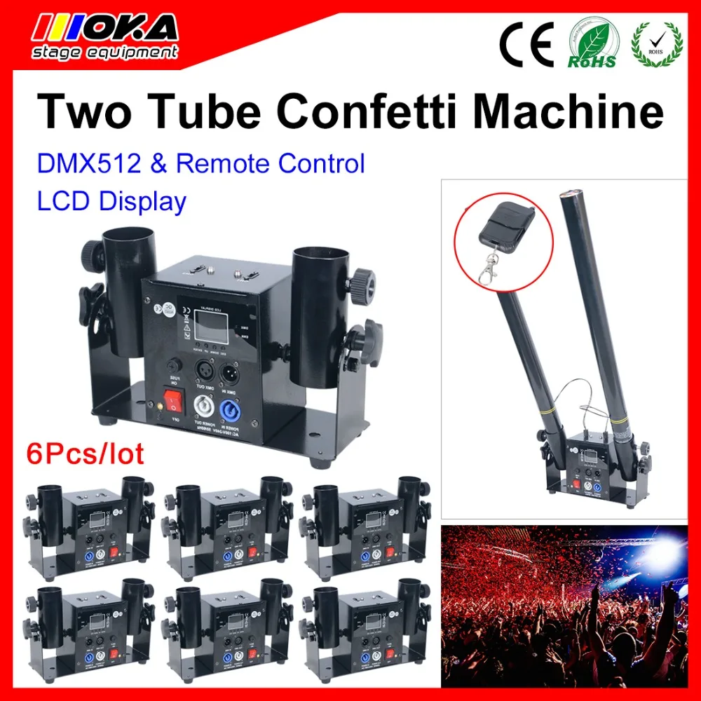 6 шт./лот Magic FX power Shot профессиональная машина конфетти Cannon 2 головки Электрический бумажный пусковой эффект оборудования