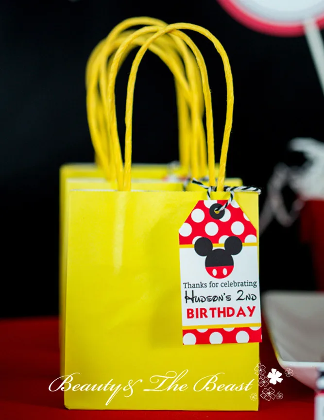 Персонализированные ярлыки с изображением Микки, спасибо бирки, подарочные сувениры, вечерние украшения на день рождения детей, вечерние наборы; детский душ конфеты