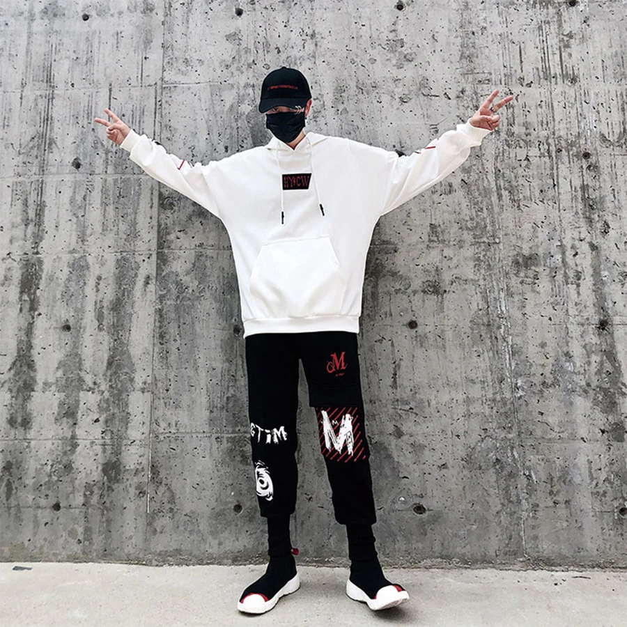 

Casual Two Piece Set Men Hoodies Cotton Tracksuit Loose Streetwear Jogging Korean Style Hoodie Set Hip Hop Clothes Men 50na84