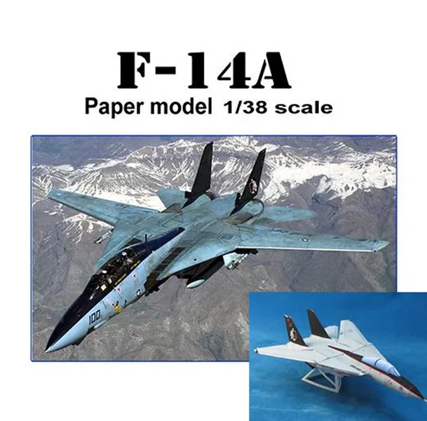 1:38 Масштаб Америка F 14A Tomcat Модель самолета бумажный модельный комплект|Картонные