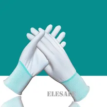 1 пара ПУ покрытые перчатки для безопасности работы белые Антистатические нейлоновые полиэфирные перчатки безопасности на рабочем месте S/M/L Siz