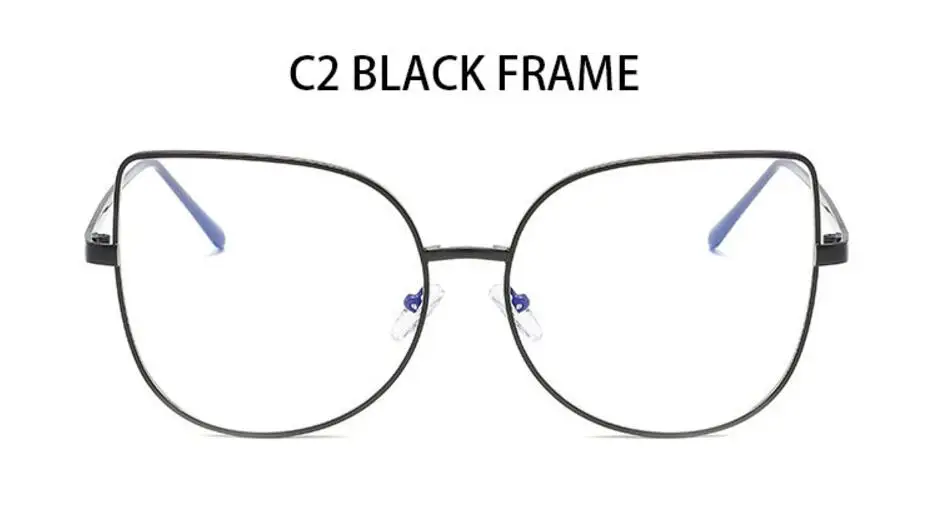 Металлические очки кошачий глаз, прозрачная Золотая оправа, очки, модная оптика, очки с прозрачными линзами для женщин и мужчин, поддельные очки для женщин, UV400 - Цвет оправы: C2 black mrame