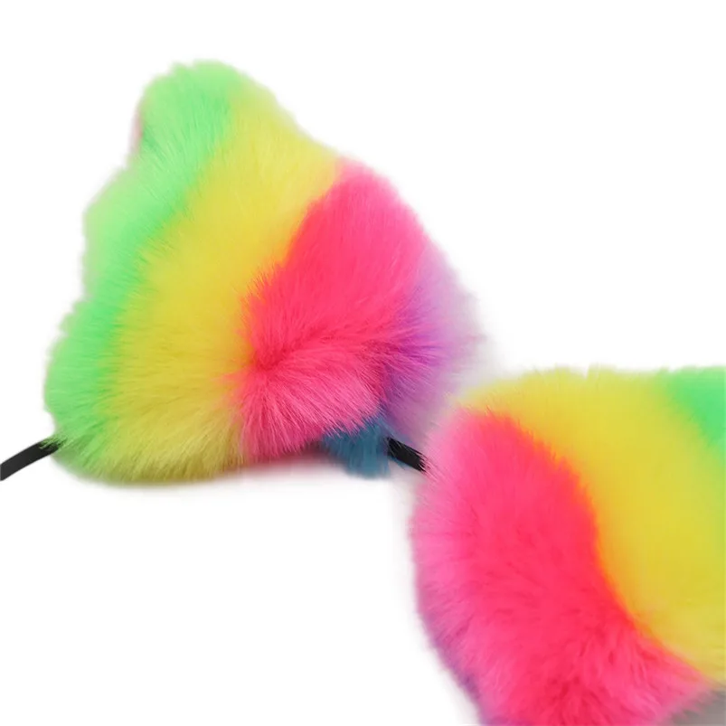 Women headbands hair Fox Ear Headband Headwrap Plush Cat Ears Headband Suit Multicolor Styling Tools Headwear R30 (8)