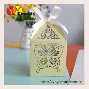 

50pcs Laser cut wedding favors cupcake box buttefly shape luxury wedding cake boxes