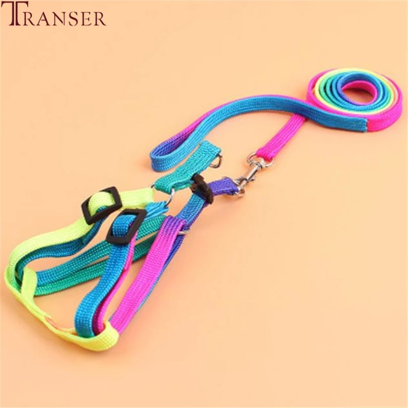 Transer Pet Dog Supplies Adjustable Rainbow Dog Leash with Harness Small Dog Leashes 80301in