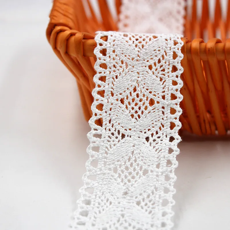 

5 Yards/lot White Cotton Lace Hollow Floral Lace for Bedding Curtain Table Cloth Hairdressing Decoration Diy Sewing Material Sup