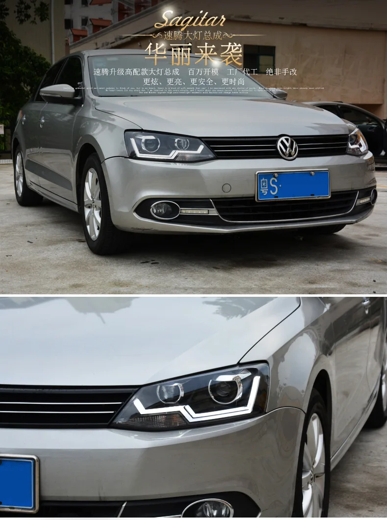 Hireno фары для 2012- Volkswagen Jetta MK6 передних фар сборки светодиодный DRL ангел объектив двойной луч ксеноновые 2 шт