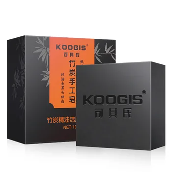 

koogis handmade bamboo charcoal soap body care makeup black face soap Bathing face Cleanser Oil control Dispel black head ance