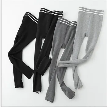

New Autumn Winter Women Casual Leggings 2018 Striped High Elastic Waist Women Slim Leggings Thicken Brushed Warm Leggings CQ2513