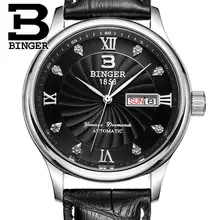 Новые мужские часы Роскошные бренд Binger светящиеся кварцевые наручные часы с кожаным ремешком водостойкие натуральная кожа часы B603B-9